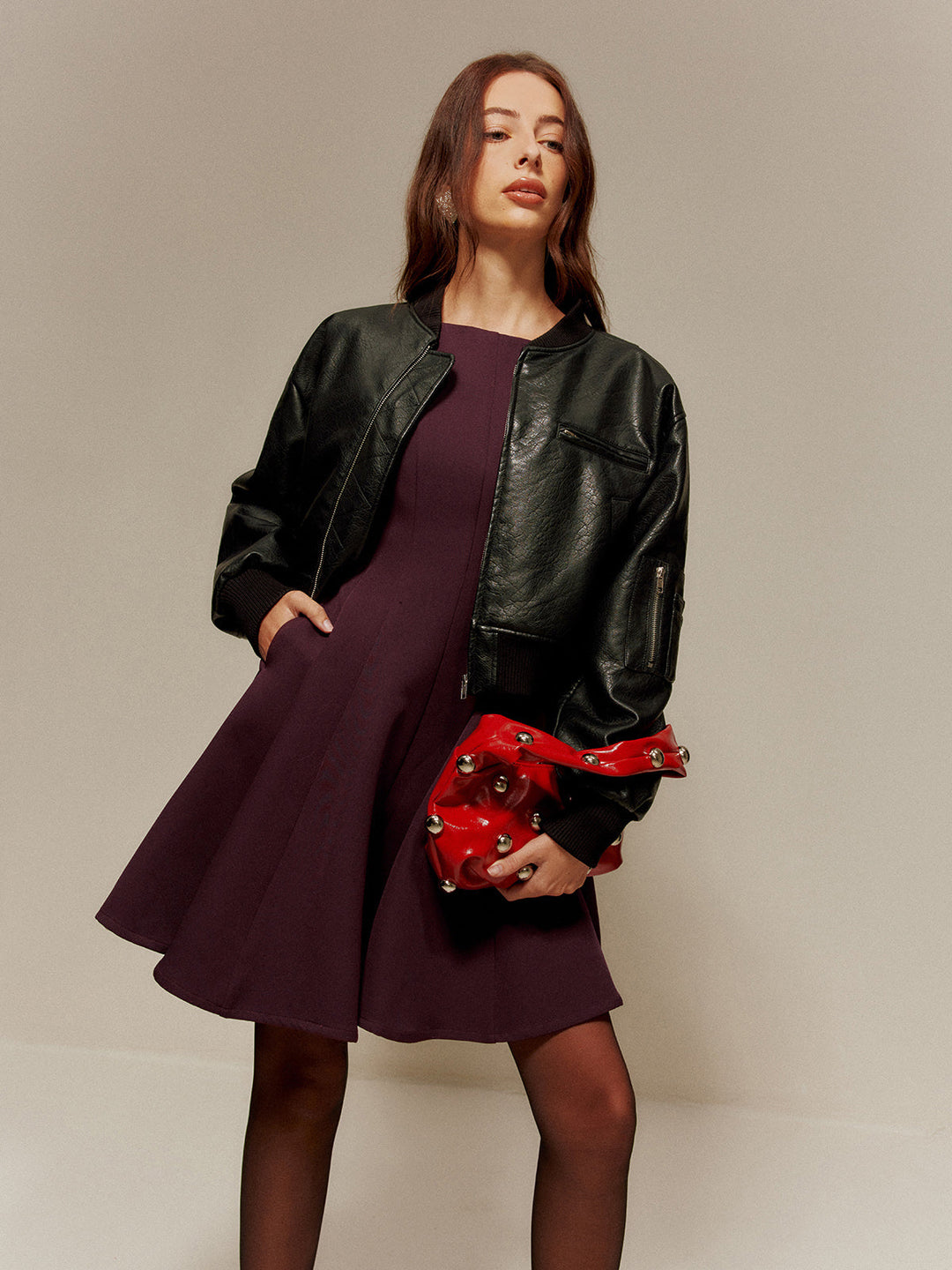 Plissierte Taschen Tank-Kurzkleid