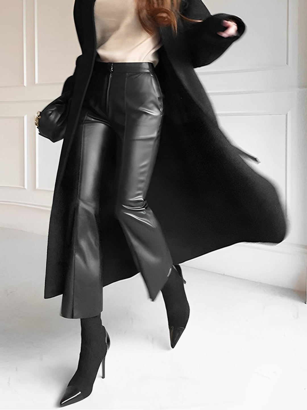 Faux Leder Skinny Cropped Hose