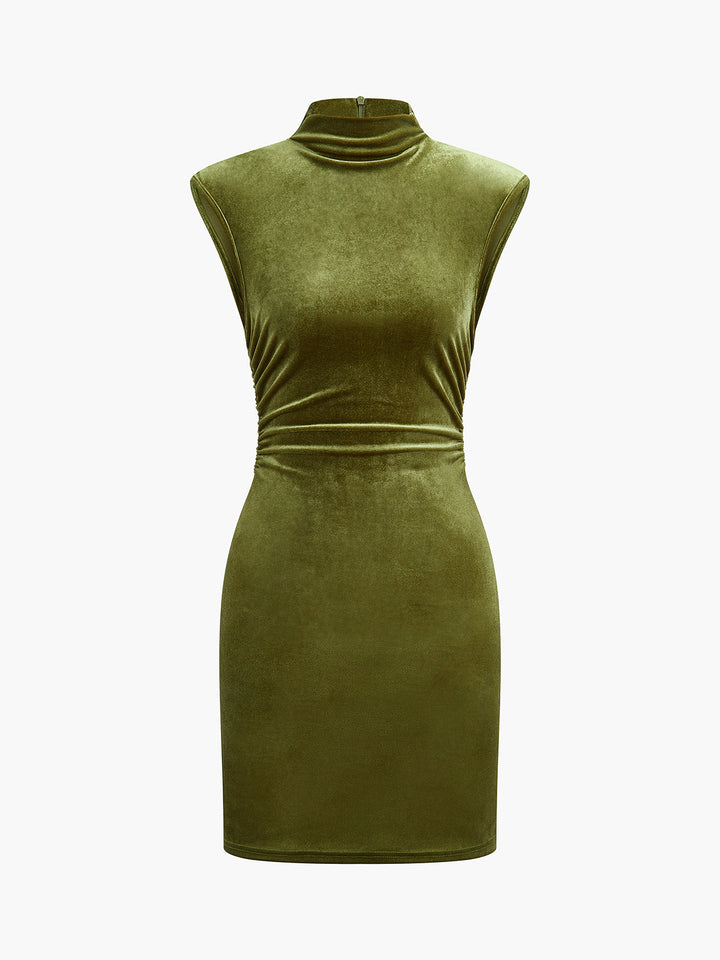 Kleid aus Samt mit hohem Kragen und ohne Ärmel
