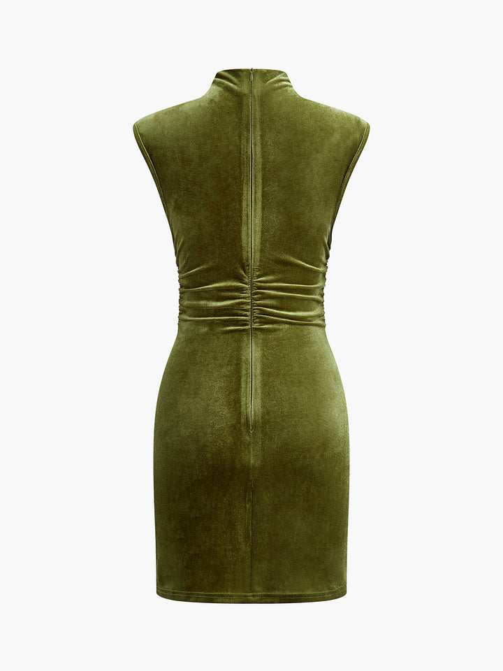 Kleid aus Samt mit hohem Kragen und ohne Ärmel