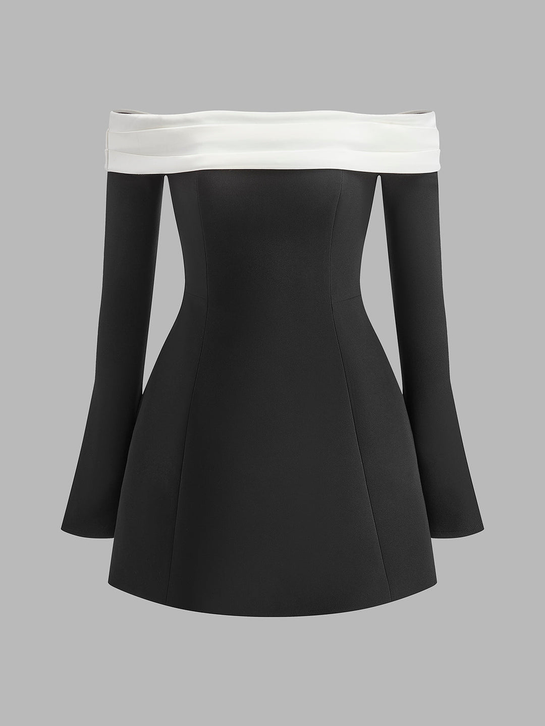 Kleid mit Farbblockierung und Glockenärmeln, schulterfrei