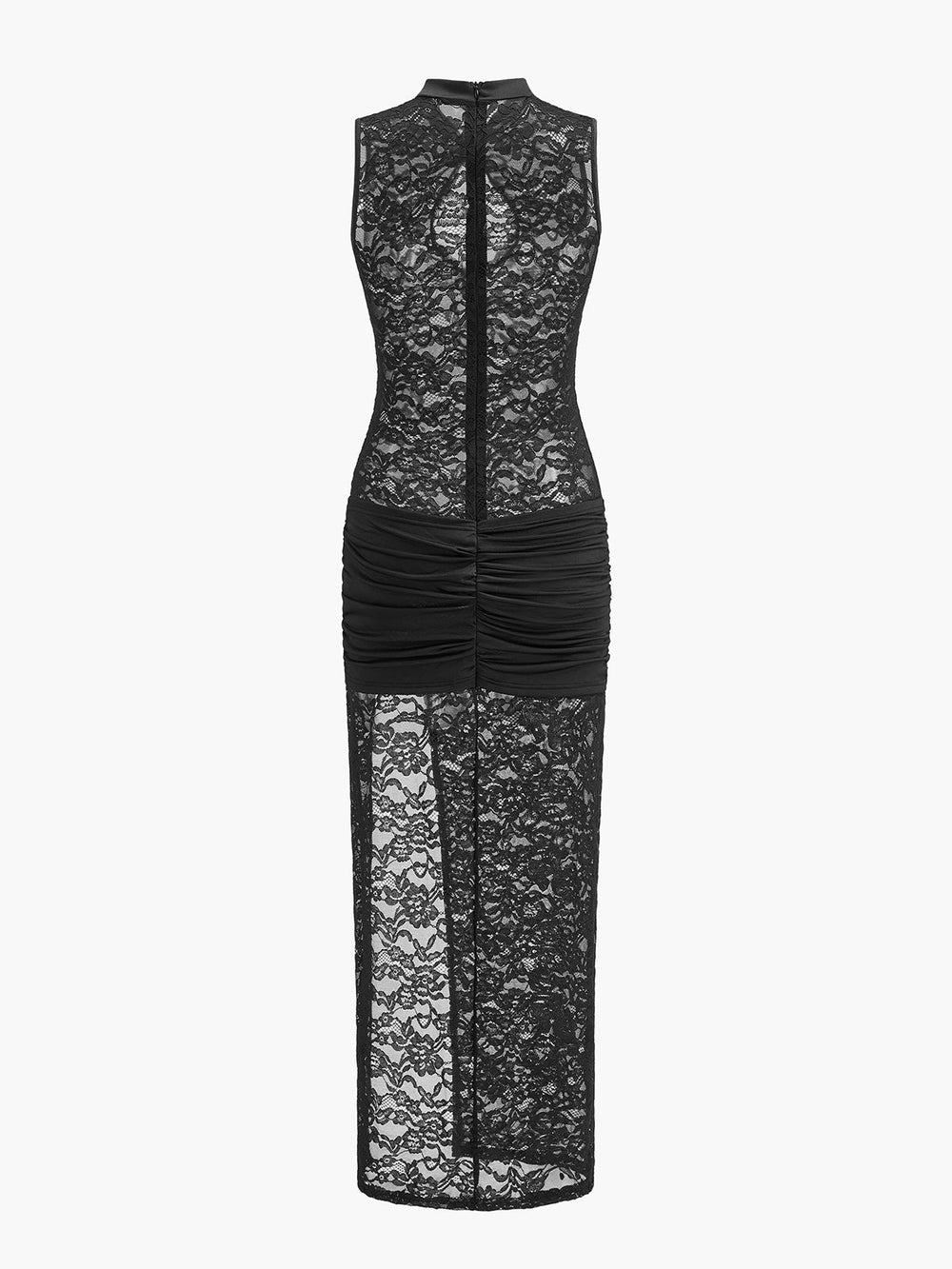 Kleid mit durchbrochener Schlüssellochausschnitt und Raffungen