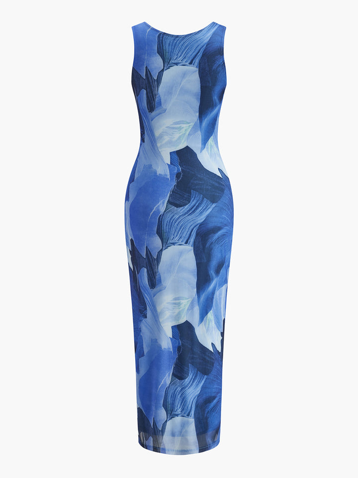 Ärmelloses Kleid mit Blumenmuster