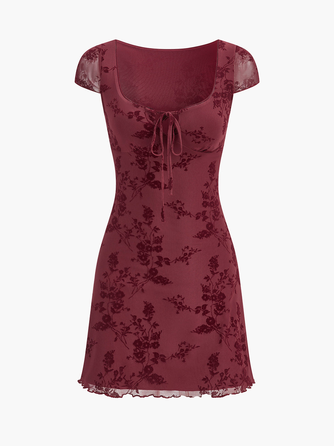 Florales Kleid mit Rüschensaum und Bindegürtel