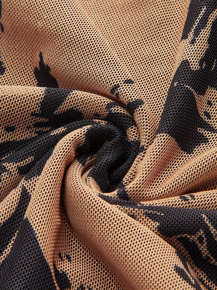 Boheme Blumenmuster Kleid mit Schal-Ausschnitt