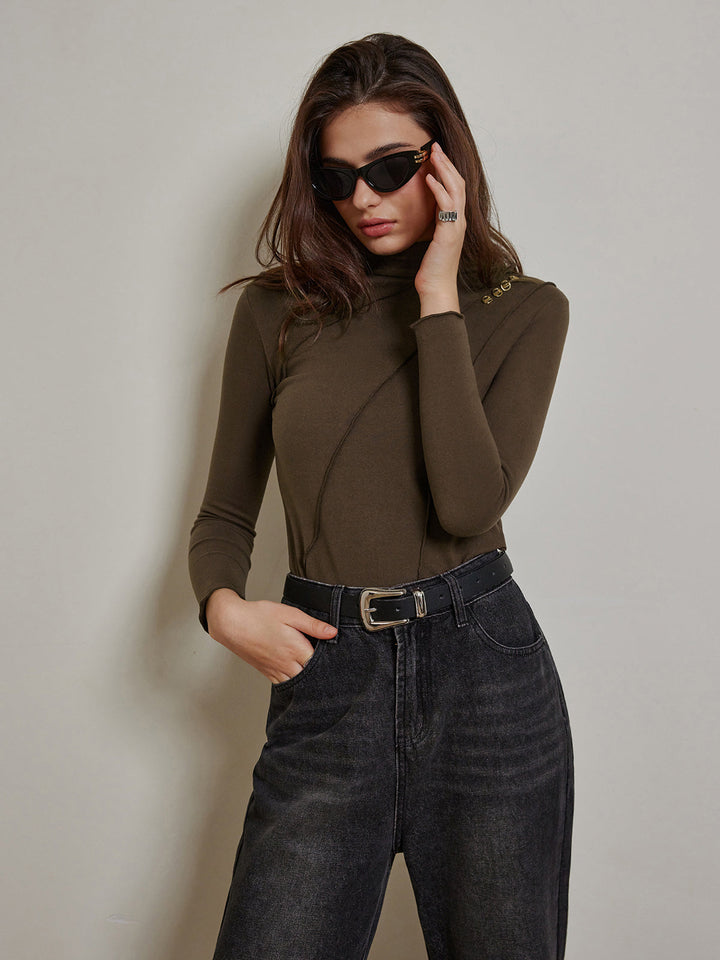 Bedrucktes Jersey-Oberteil mit Metall-Detail