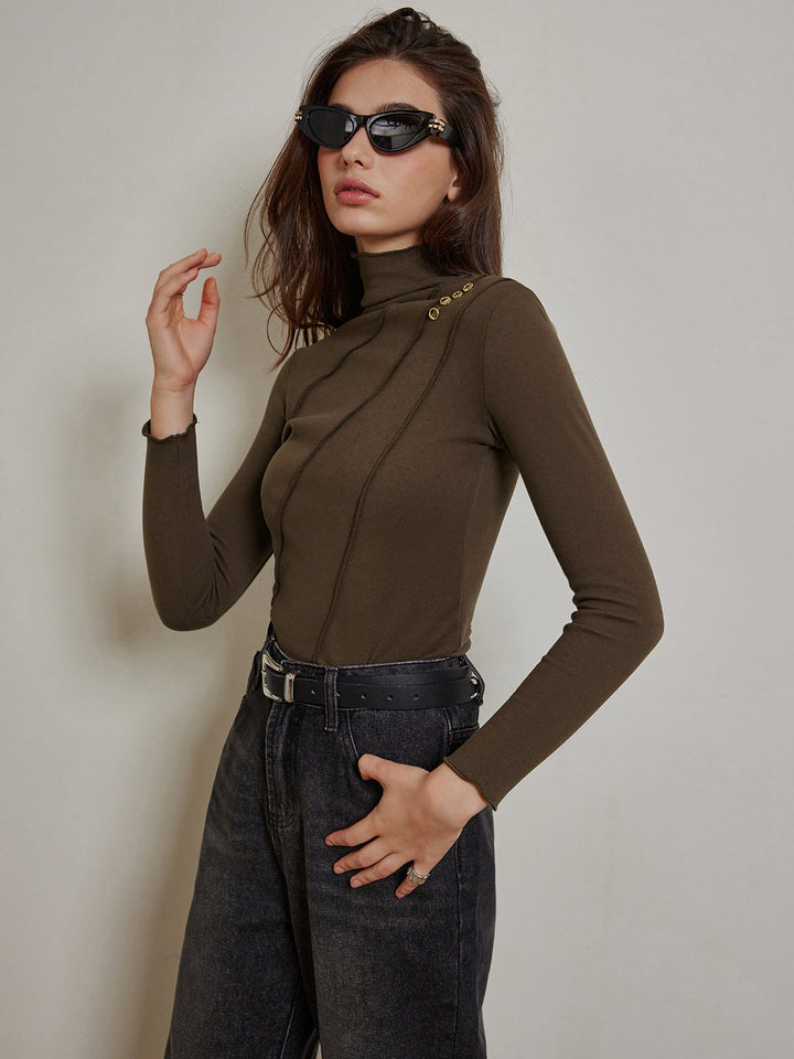 Bedrucktes Jersey-Oberteil mit Metall-Detail