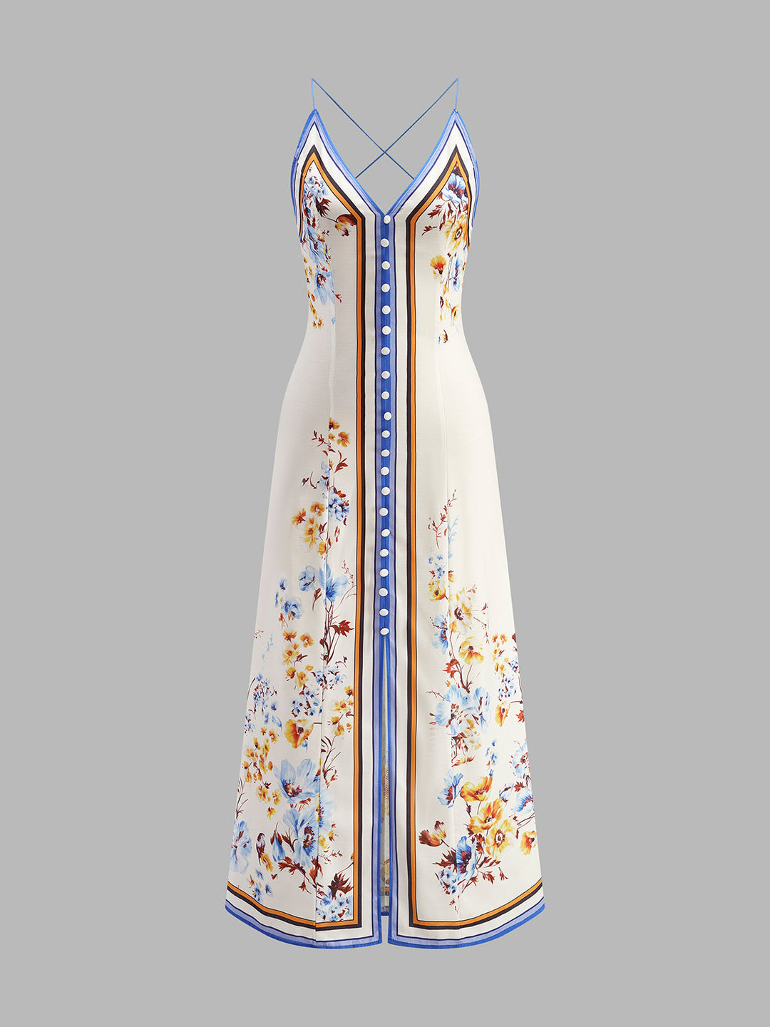 Lässiges Blumenmuster Halfter Langes Kleid