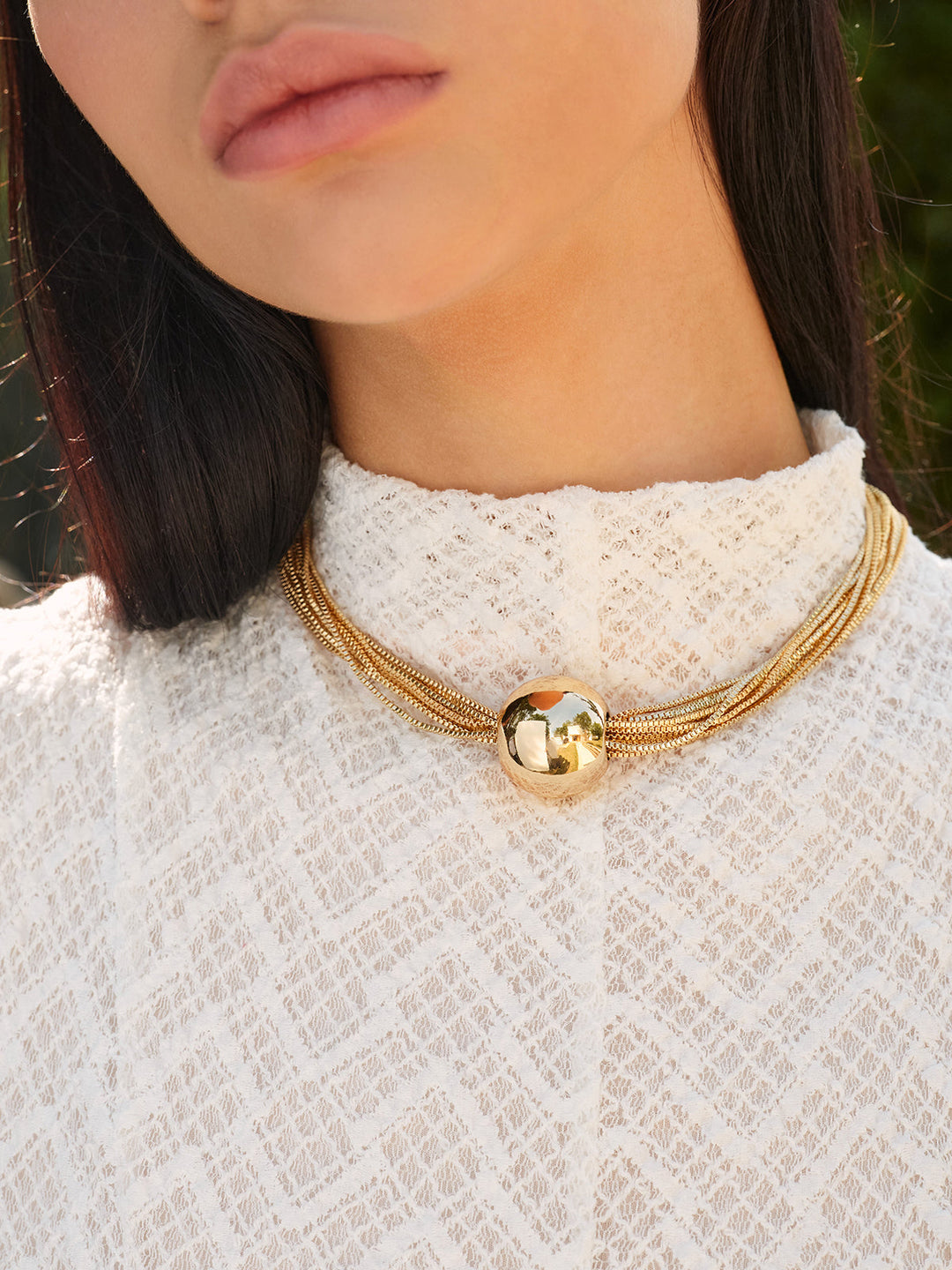 Mehrfach-Ketten-Choker mit Glitzerkugel