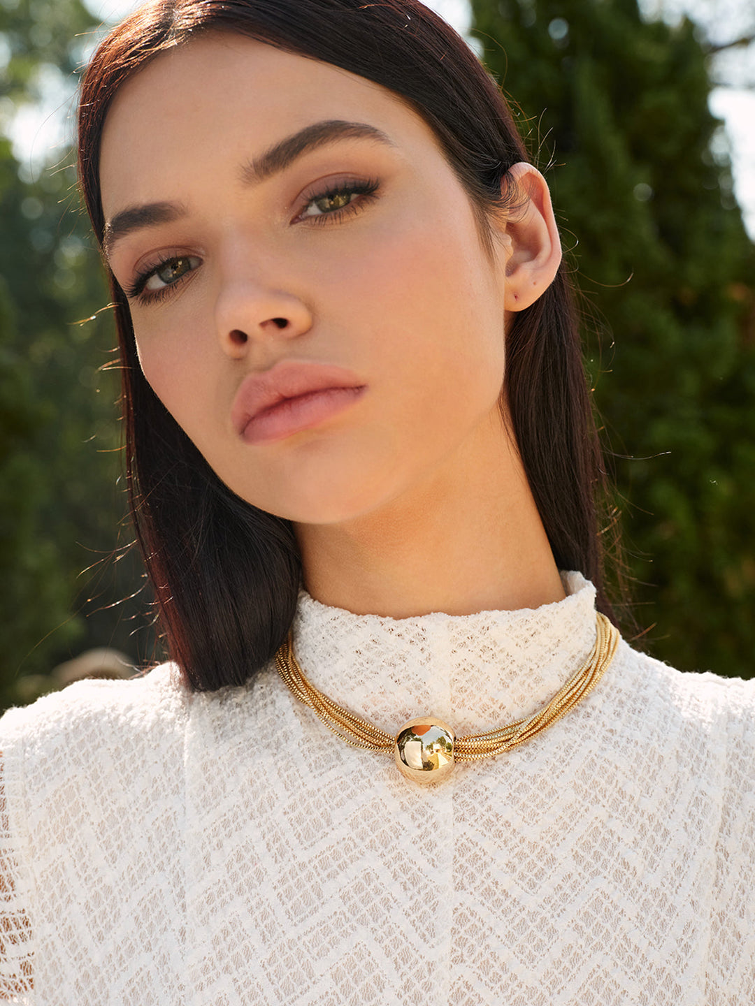 Mehrfach-Ketten-Choker mit Glitzerkugel