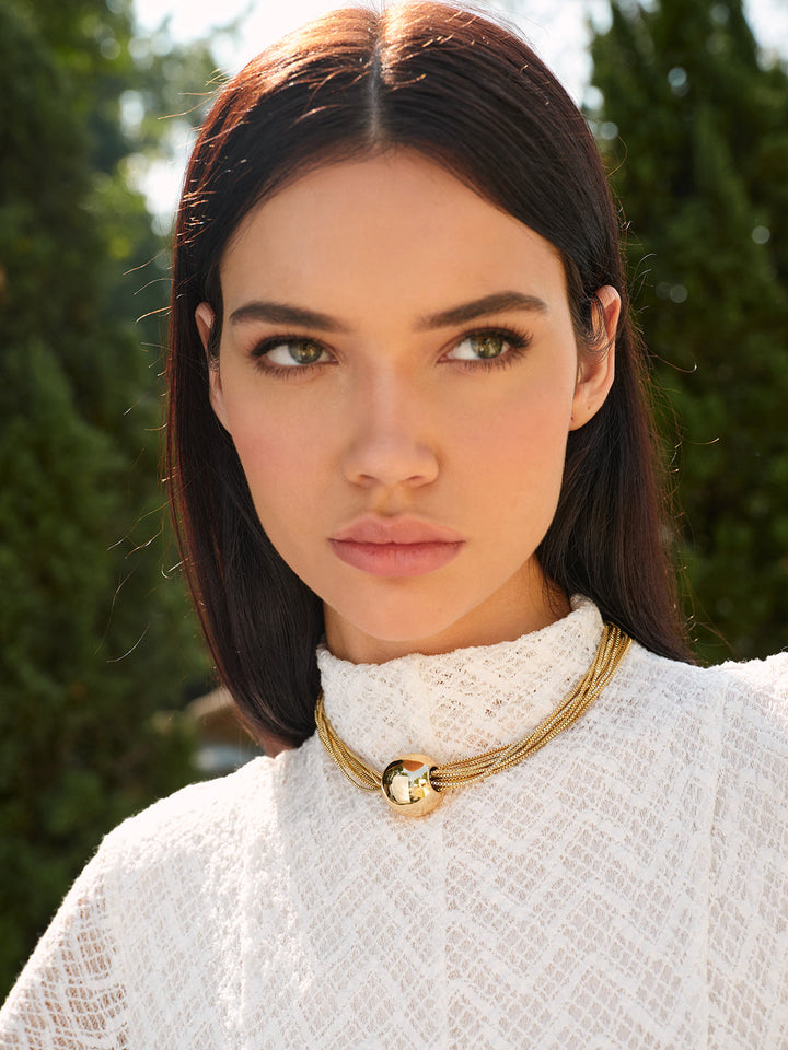 Mehrfach-Ketten-Choker mit Glitzerkugel
