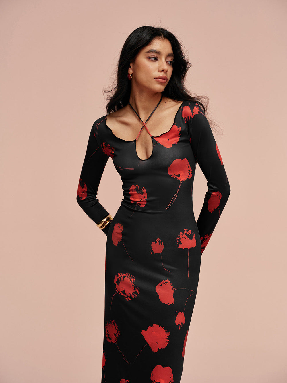 Geblümtes Kleid mit Neckholder