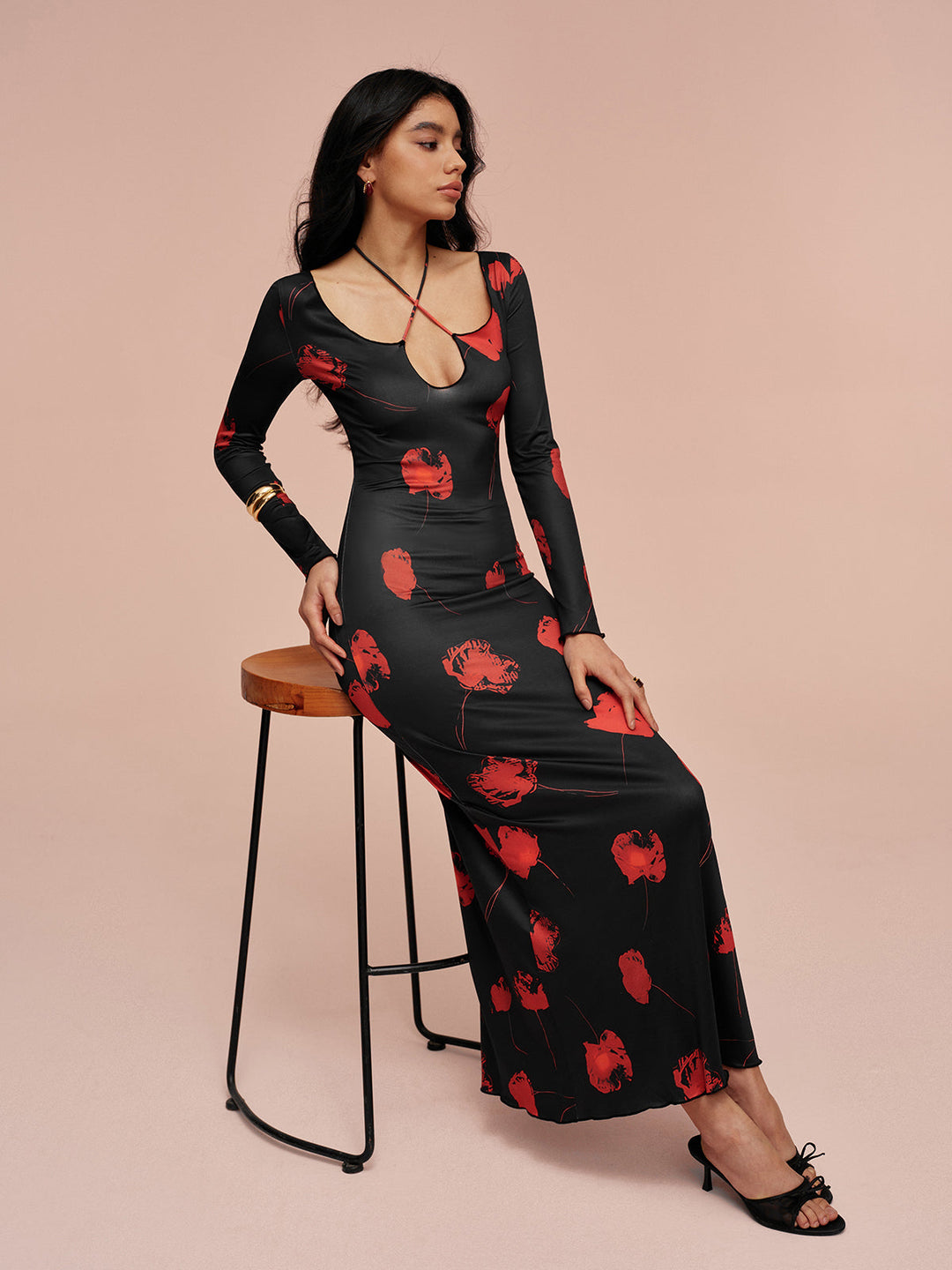 Geblümtes Kleid mit Neckholder