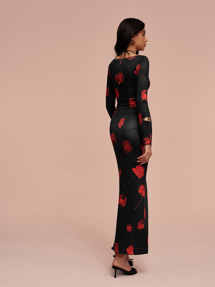 Geblümtes Kleid mit Neckholder