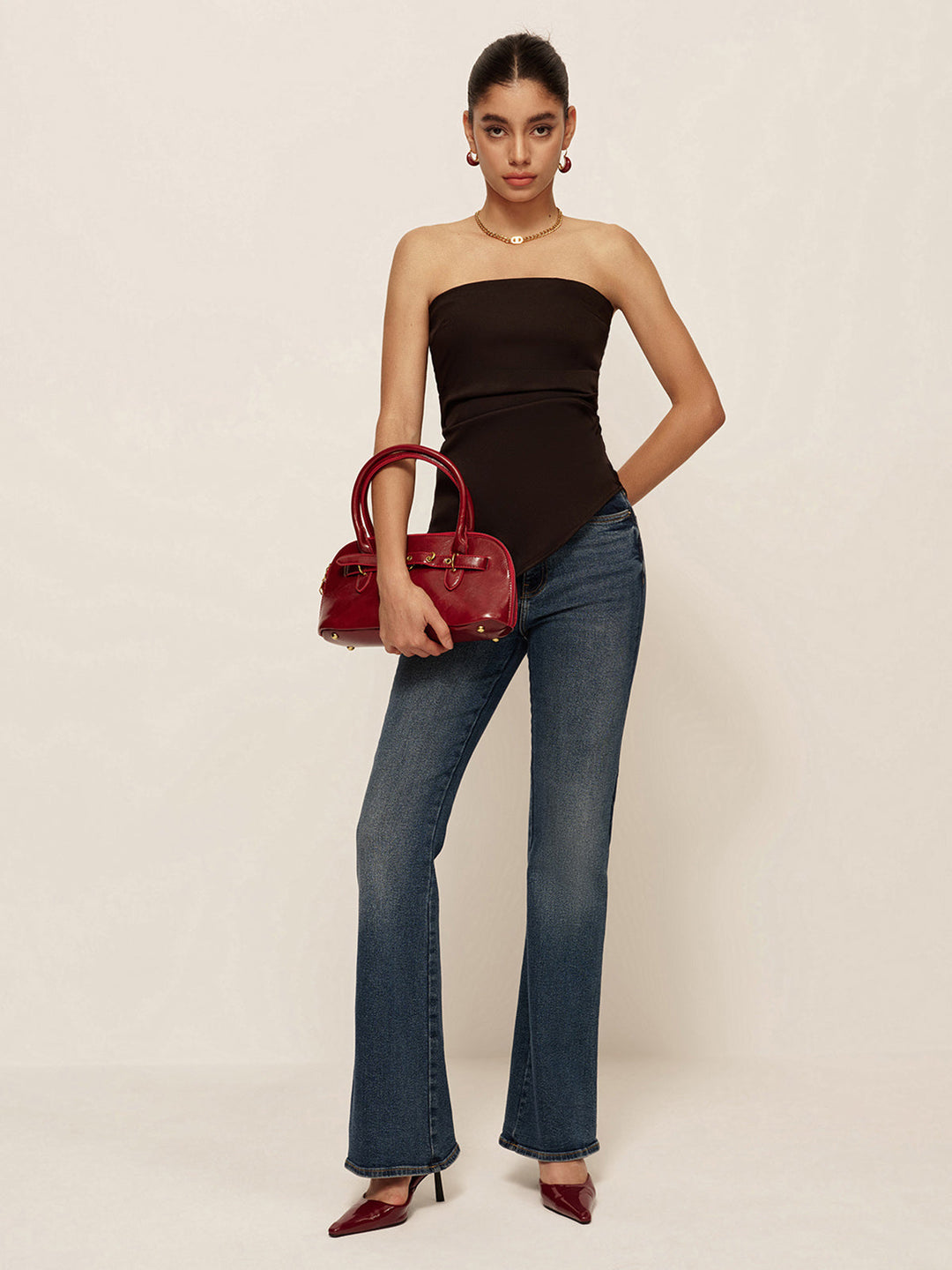 Asymmetrisch gerafftes Skinny Tube Top