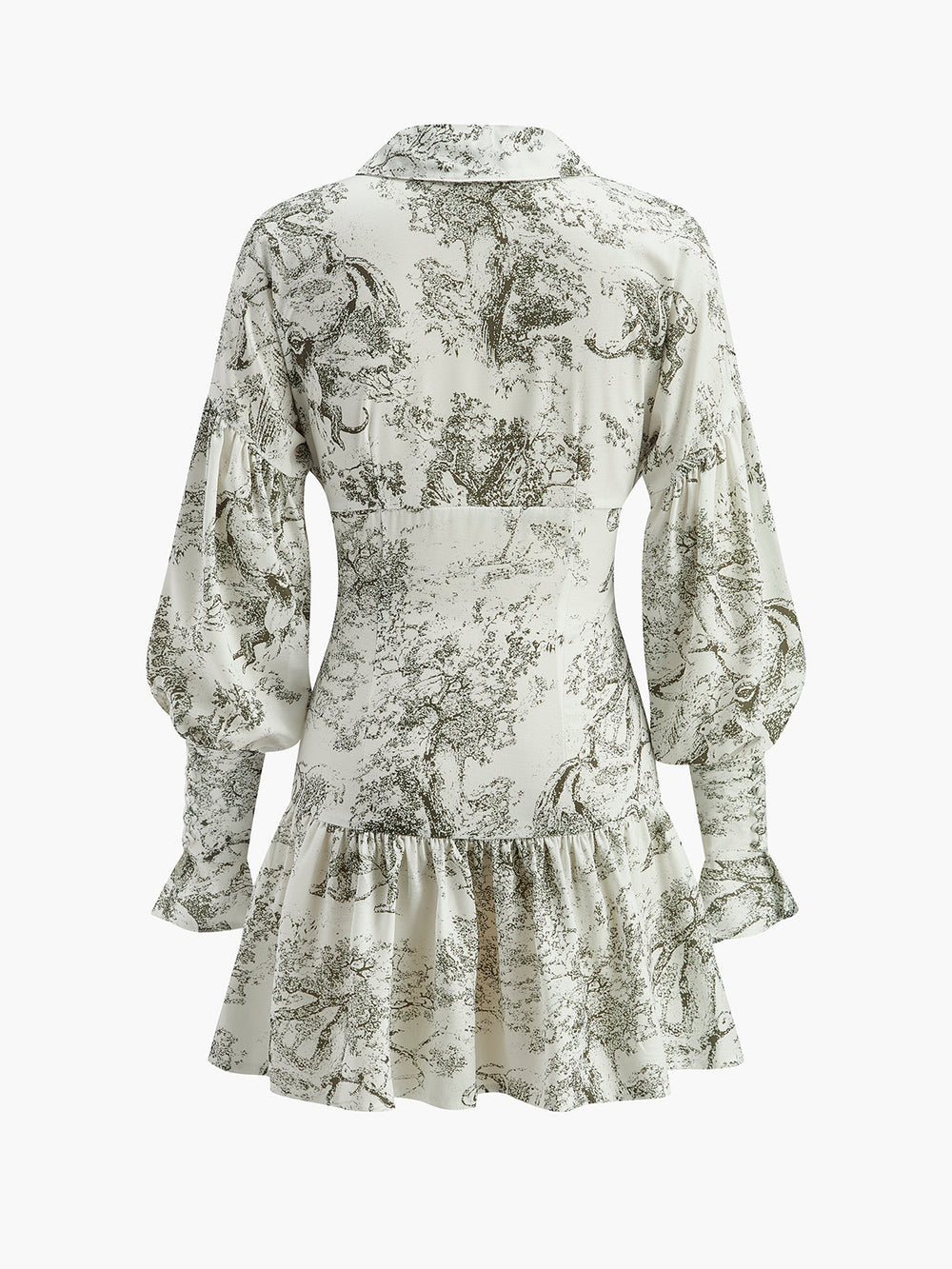 Kleid mit Blumenmuster und Puffärmeln mit Kordelzug vorne