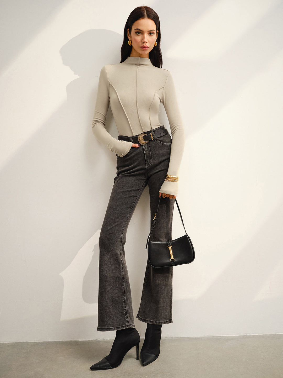 Stehkragen Paspel Warmer Pullover