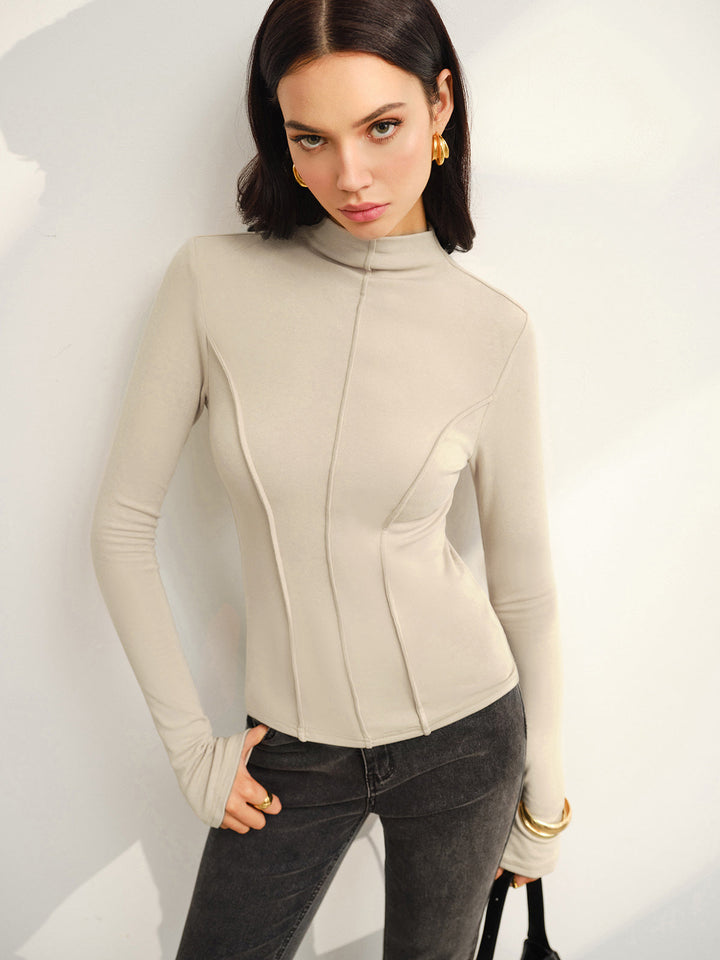 Stehkragen Paspel Warmer Pullover