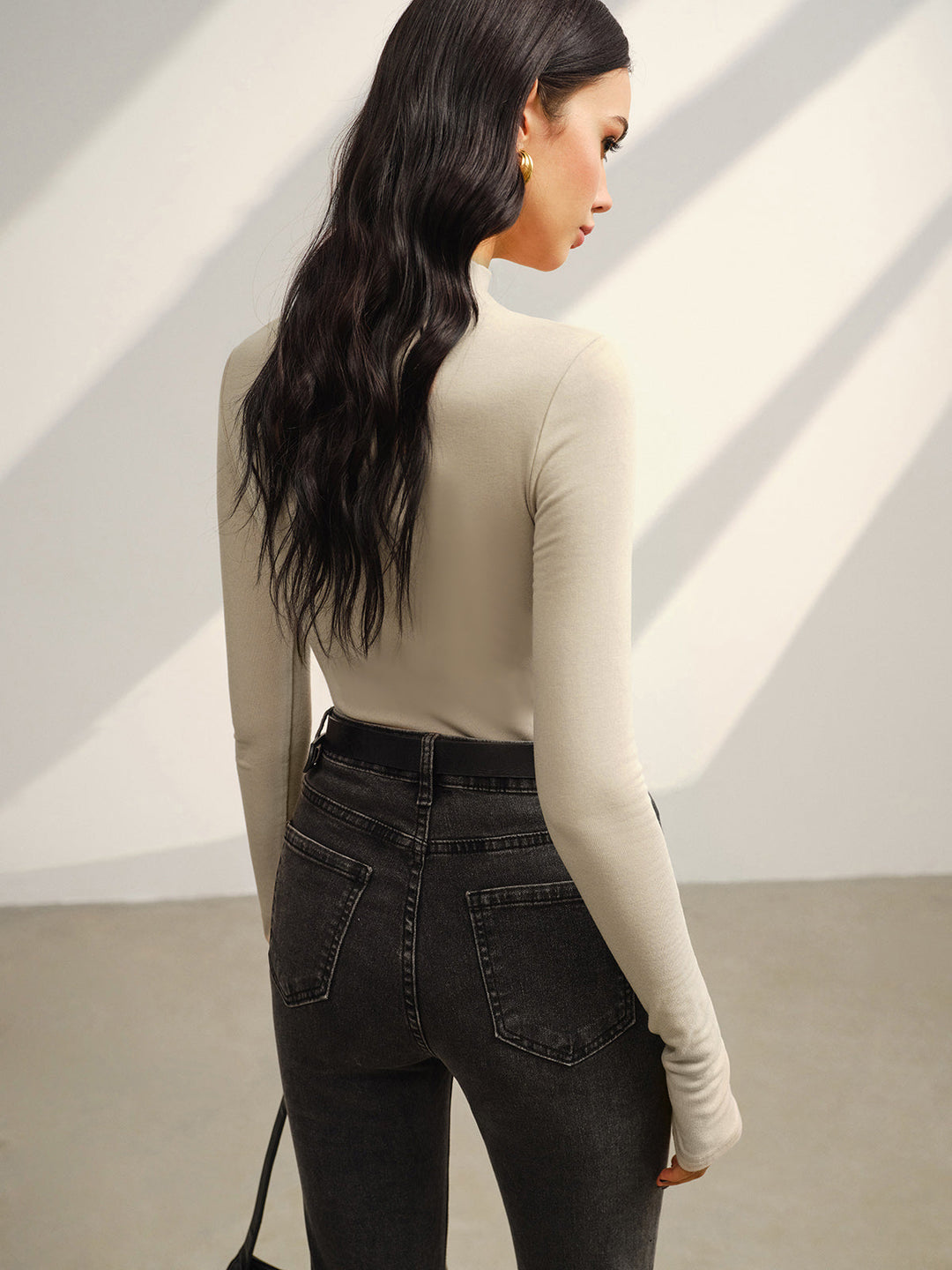 Stehkragen Paspel Warmer Pullover