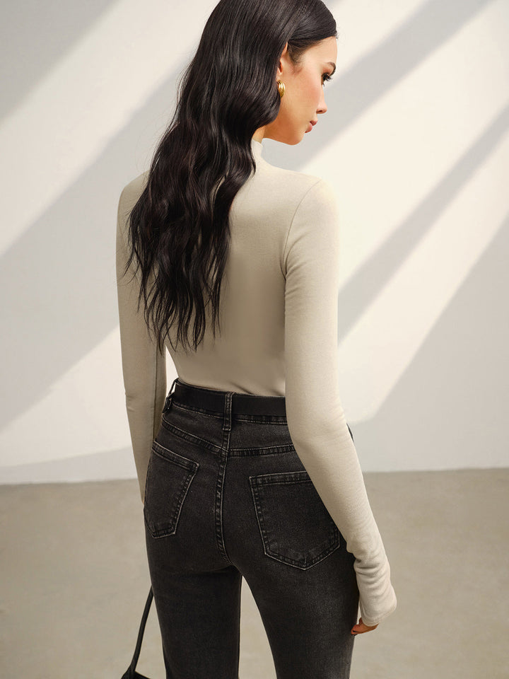 Stehkragen Paspel Warmer Pullover