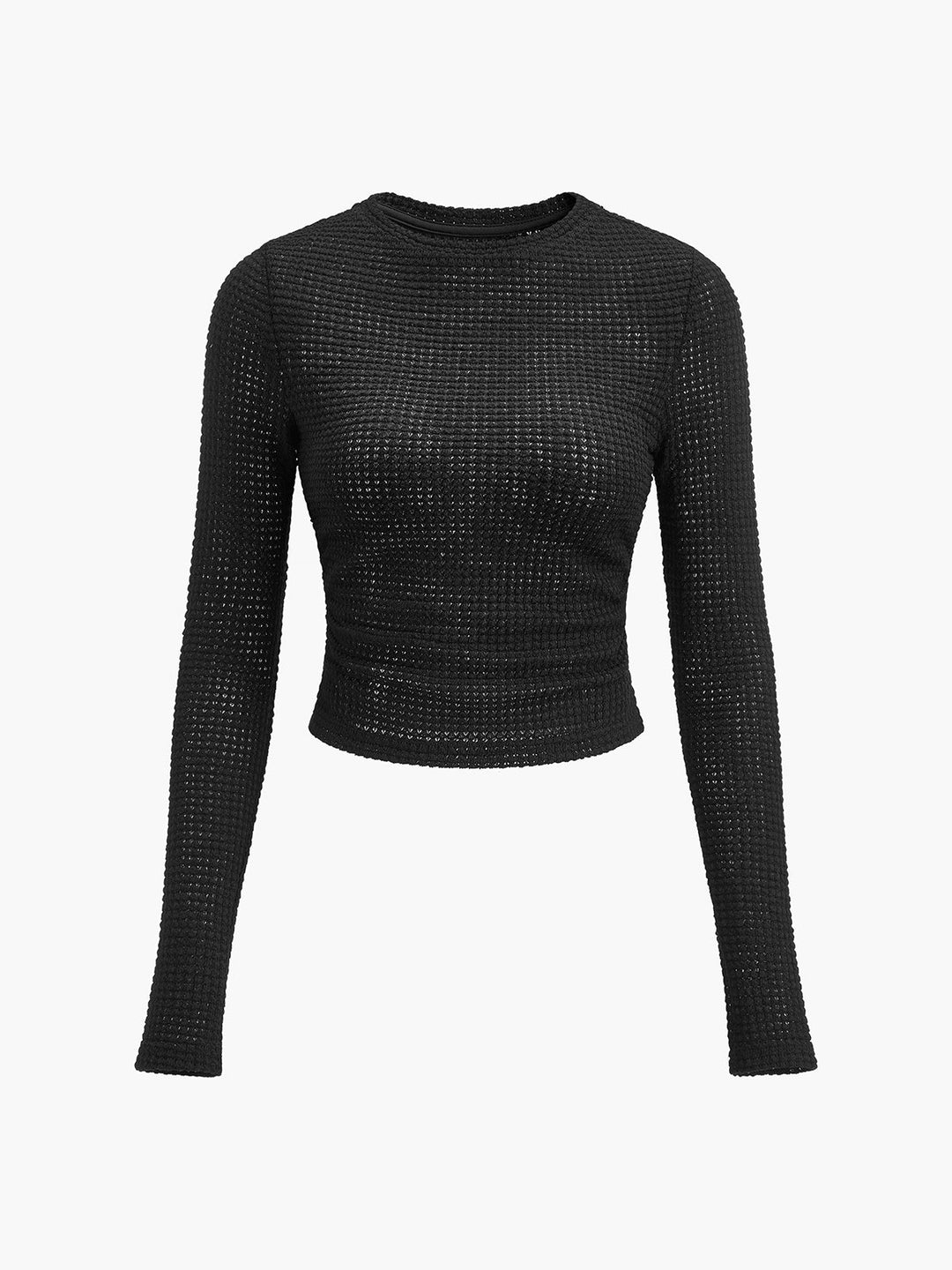 Schlichter Waffel-Pullover mit schmaler Passform
