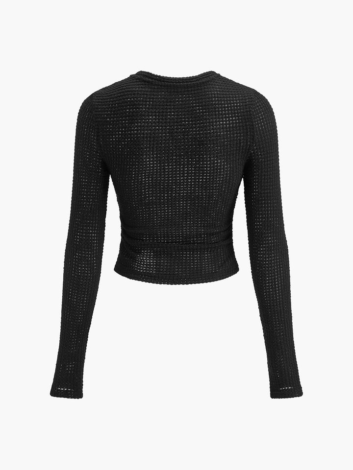 Schlichter Waffel-Pullover mit schmaler Passform
