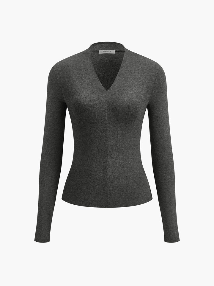 V-Ausschnitt Bodycon Jersey T-Shirt