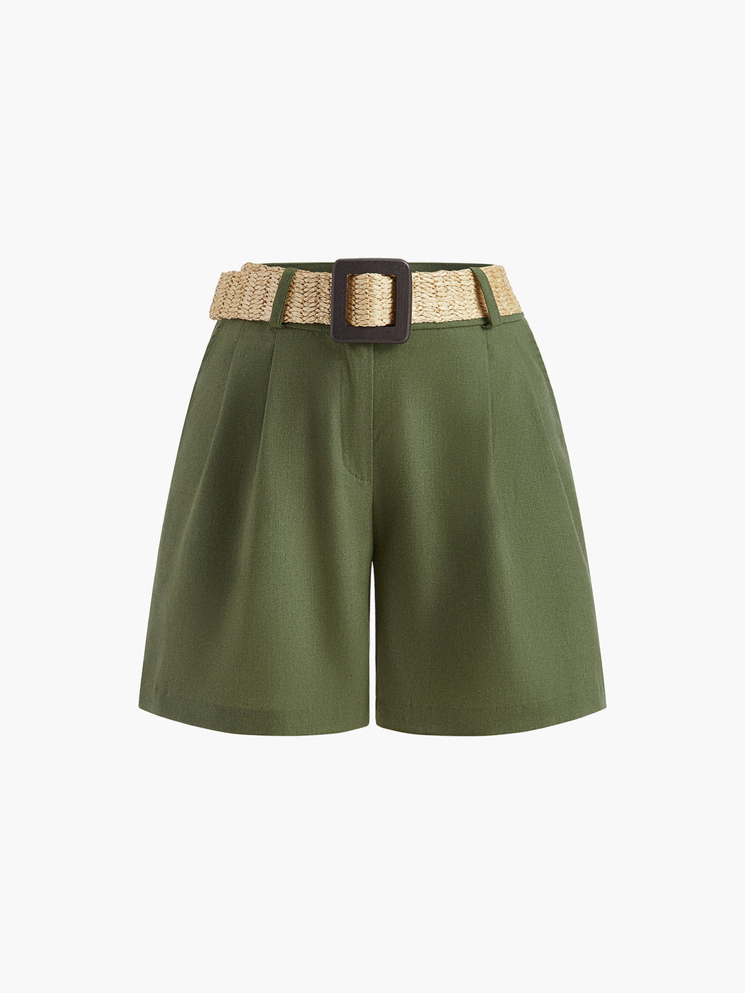 V-Ausschnitt-Shorts-Set Mit Knopfleiste Und Gürtel