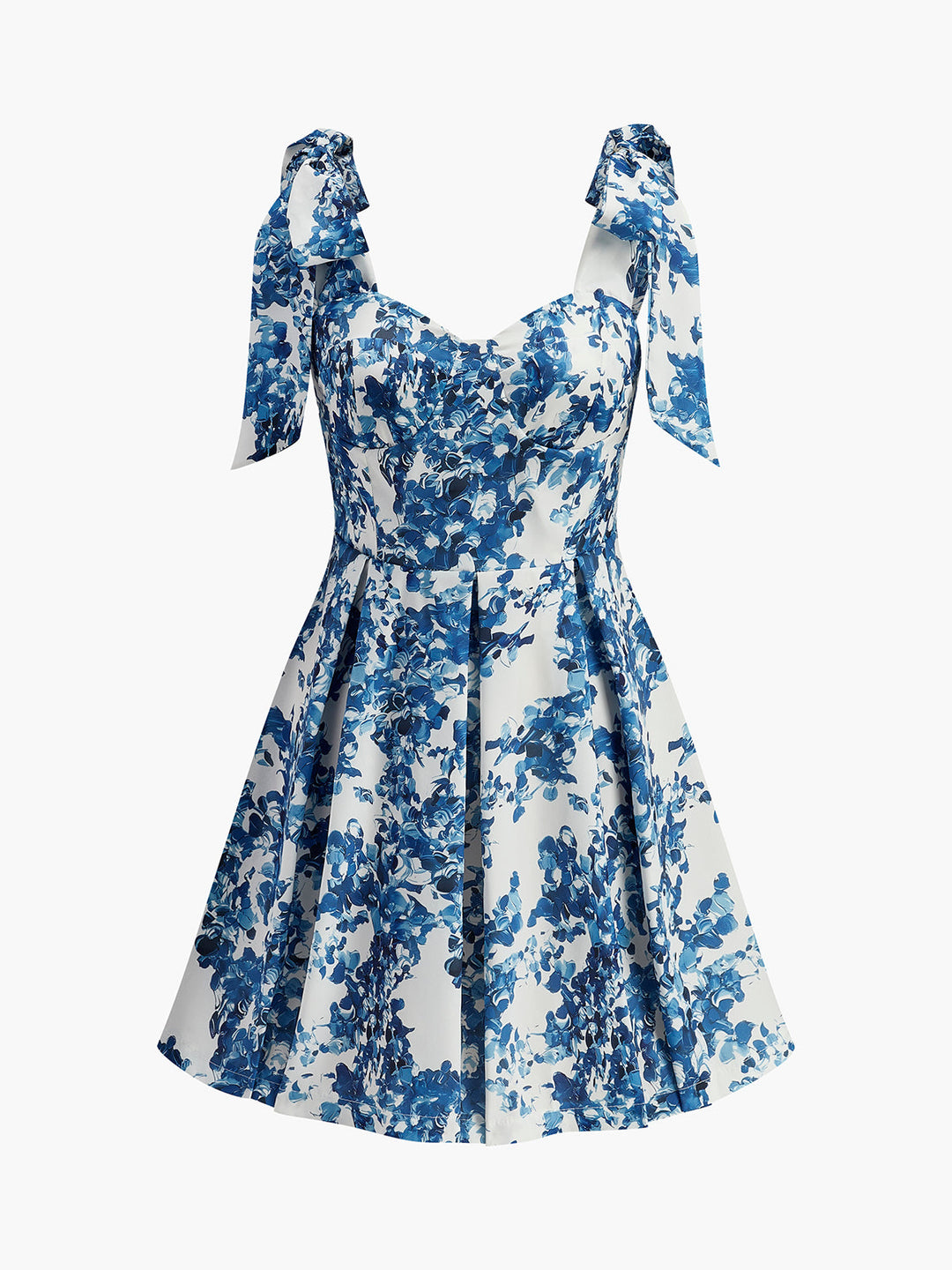 Kleid mit blumigem Print und Spaghettiträgern und herzförmigem Ausschnitt