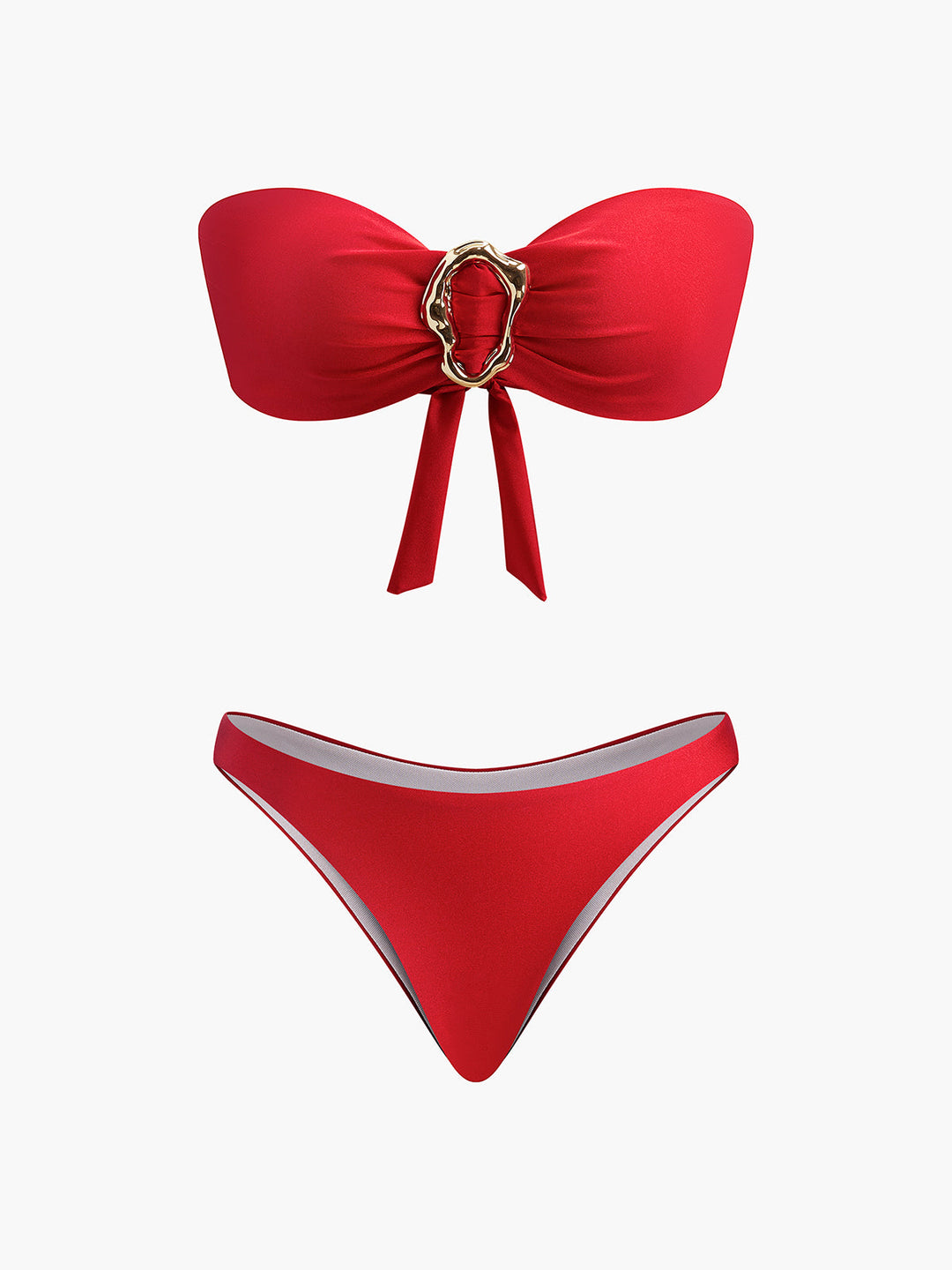 Metalldetail-Schleifen-Bandeau-Bikini