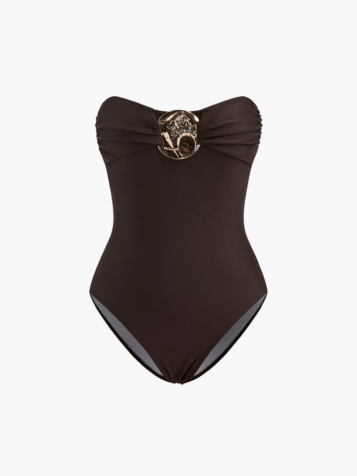 Metalldetail Twist-Front-Badeanzug