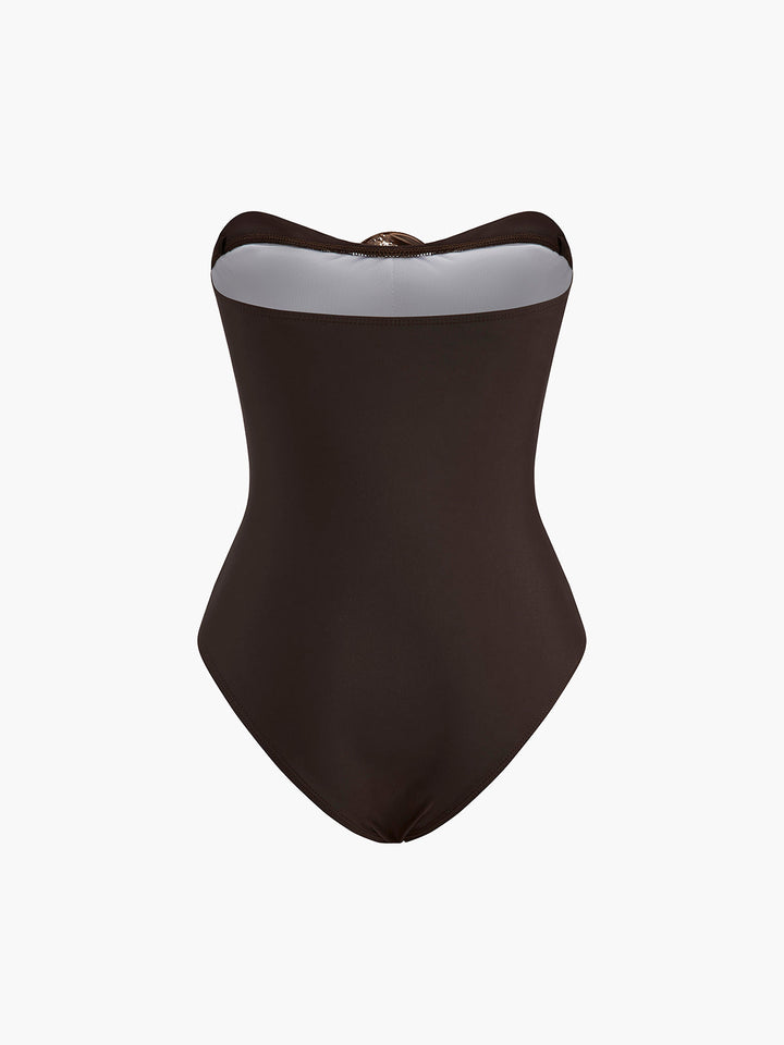 Metalldetail Twist-Front-Badeanzug