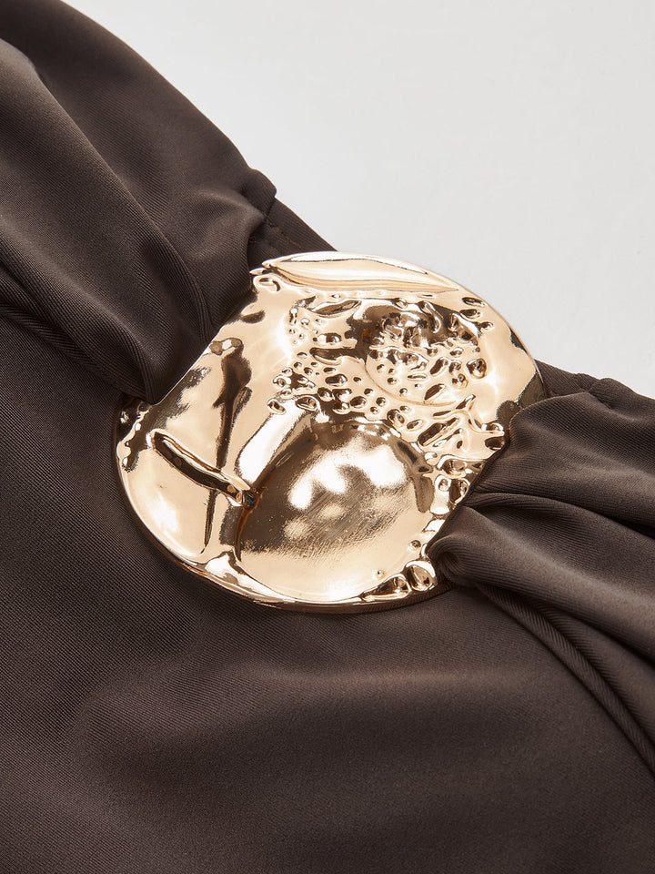 Metalldetail Twist-Front-Badeanzug