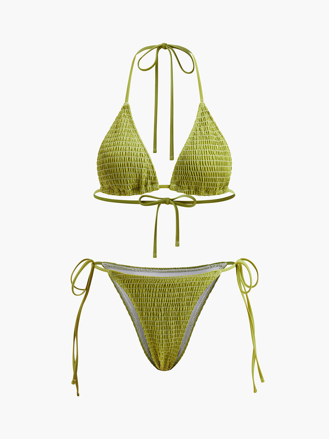 Smocked Triangle Bikini mit Bindebändern