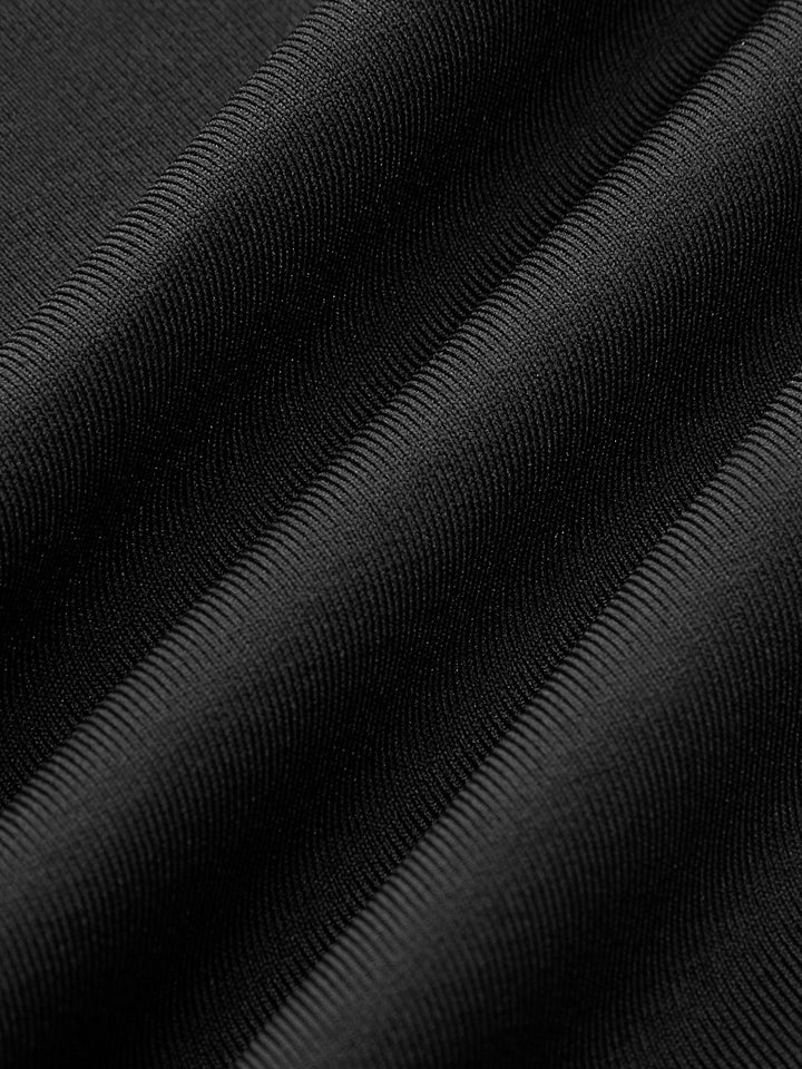 Standkragen-Jerseykleid mit Falten und Schlitz