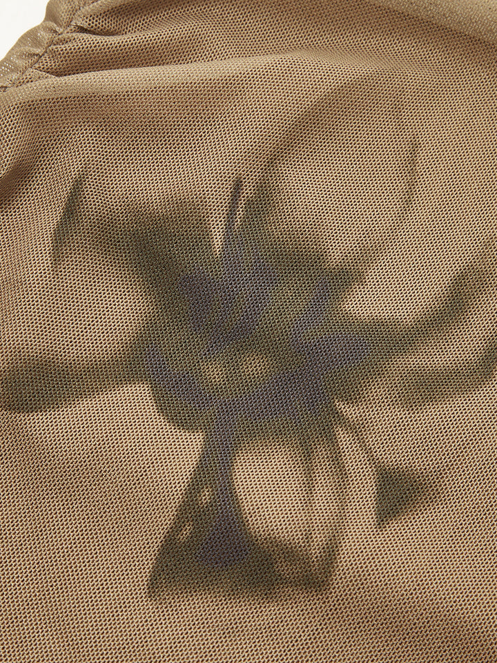 Tye-Dye-Blumenmuster-Mesh-T-Shirt