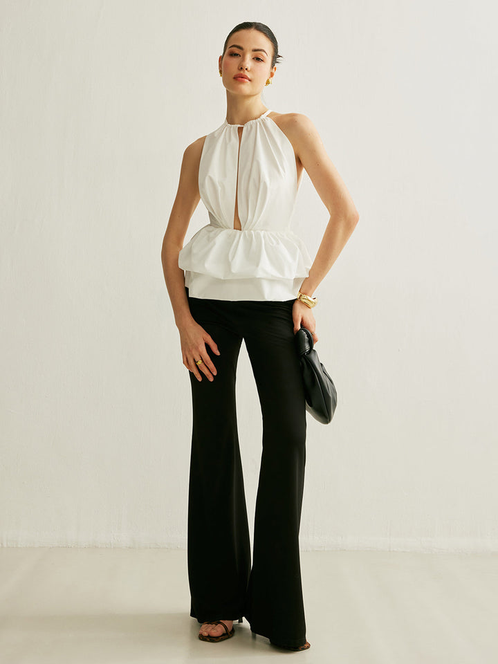 Peplum-Oberteil mit Schlüsselloch-Ausschnitt