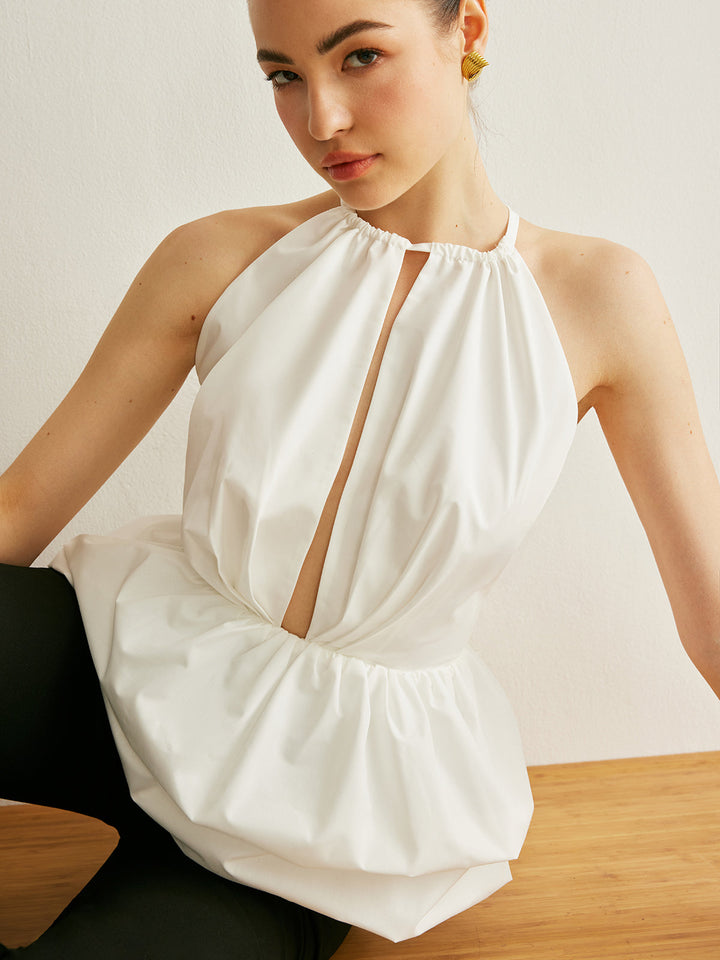Peplum-Oberteil mit Schlüsselloch-Ausschnitt