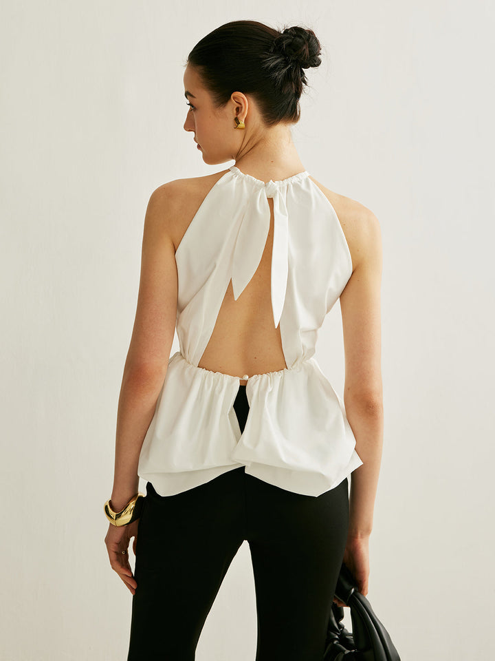 Peplum-Oberteil mit Schlüsselloch-Ausschnitt
