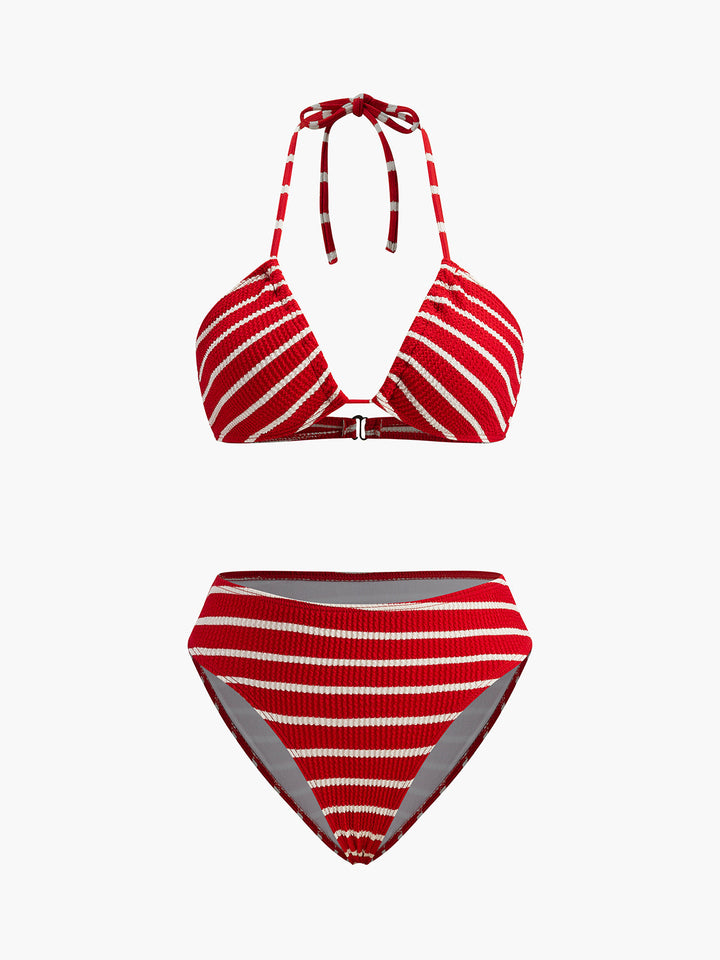 Gestreifter Bikini Mit Passenden Shorts