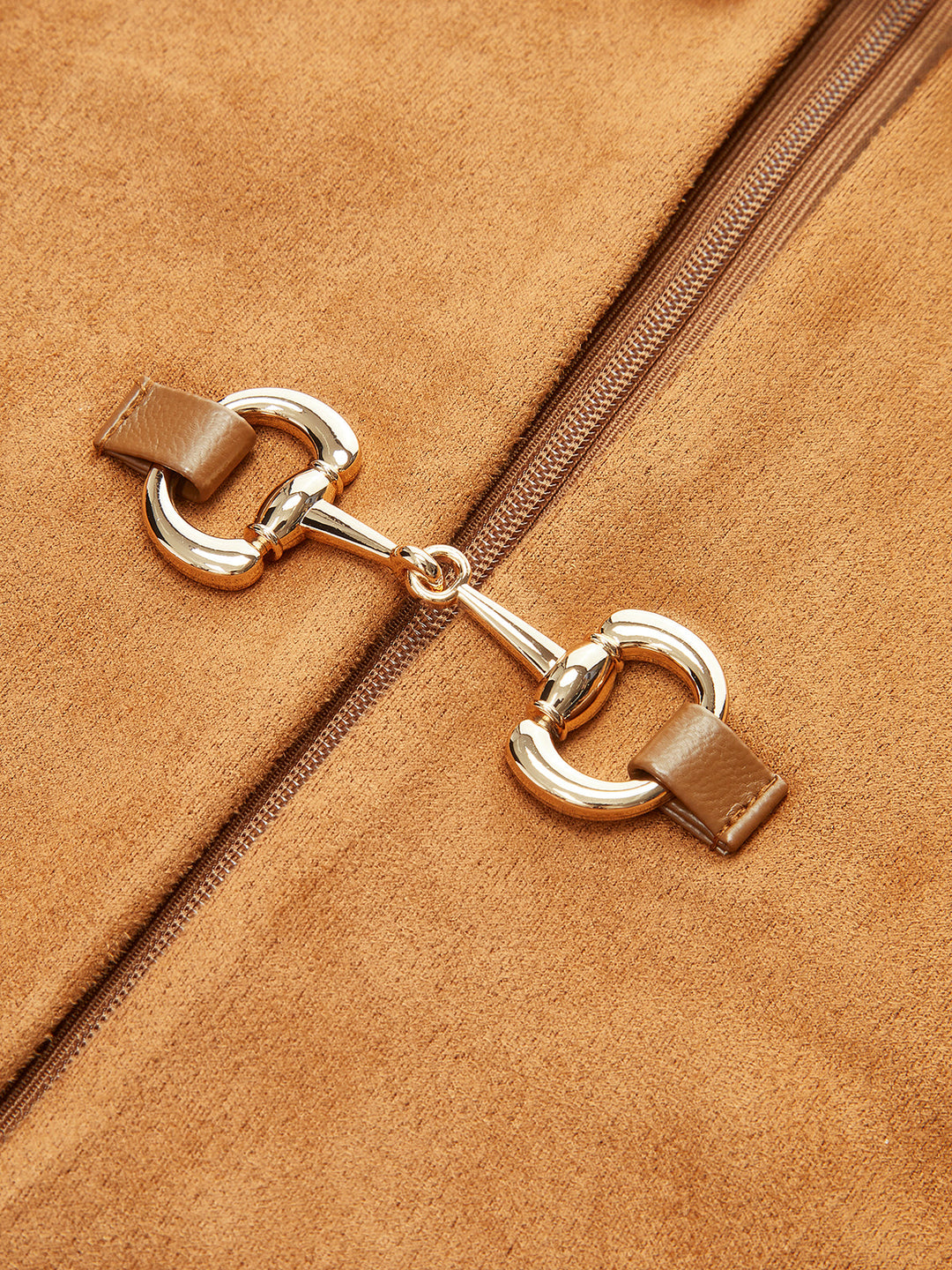 Suede Metal-Detail Short Dress