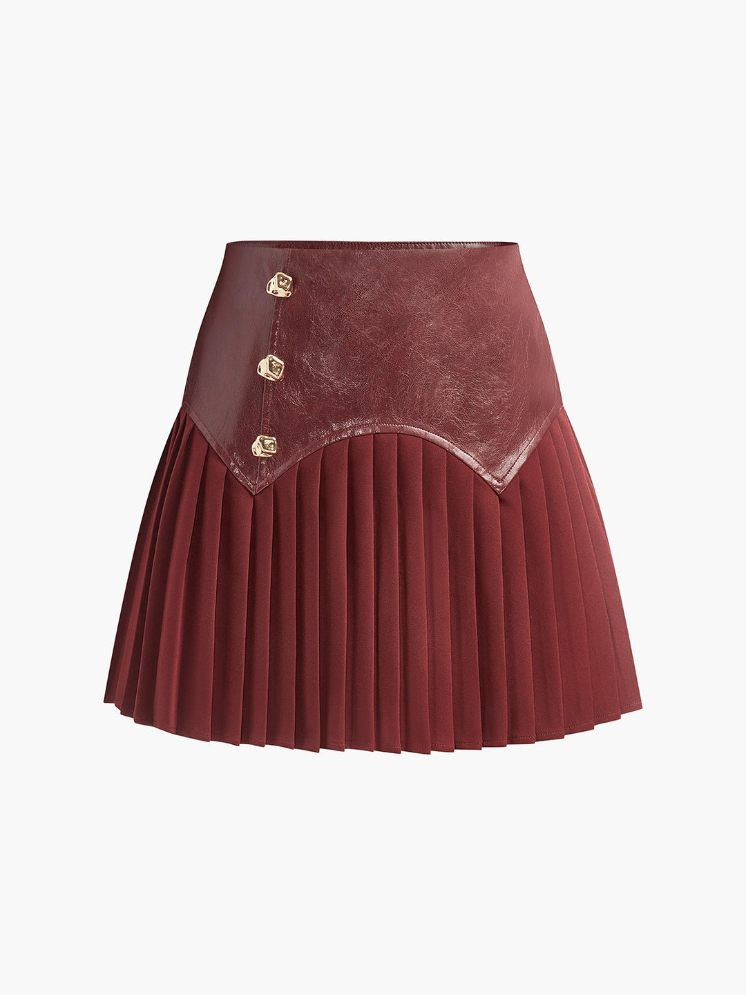 Faux Leder Falten Panel Minirock