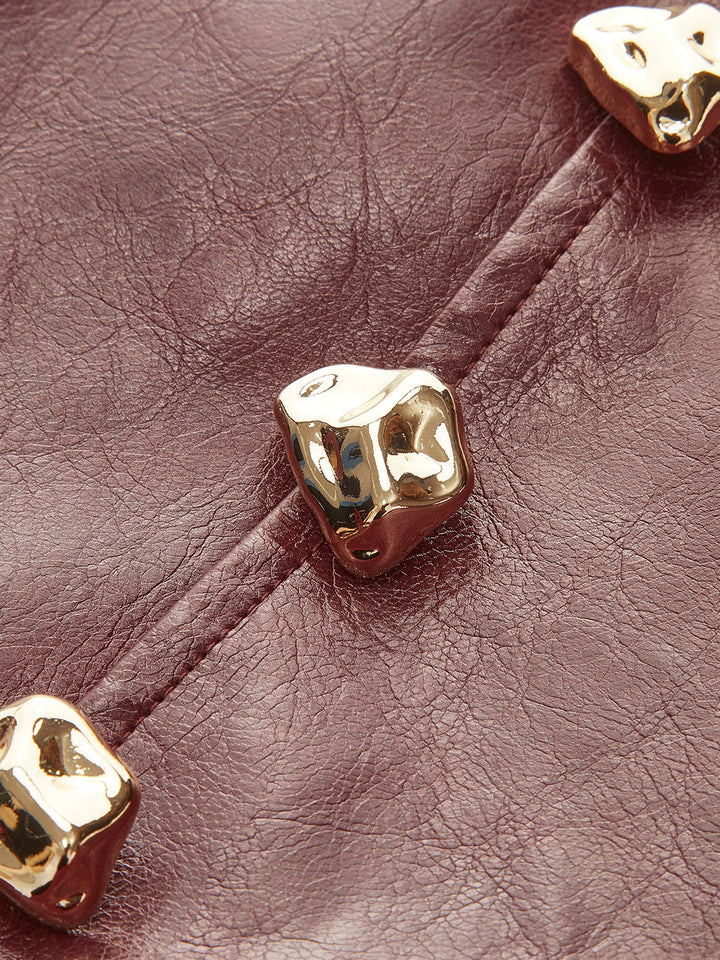 Faux Leder Falten Panel Minirock