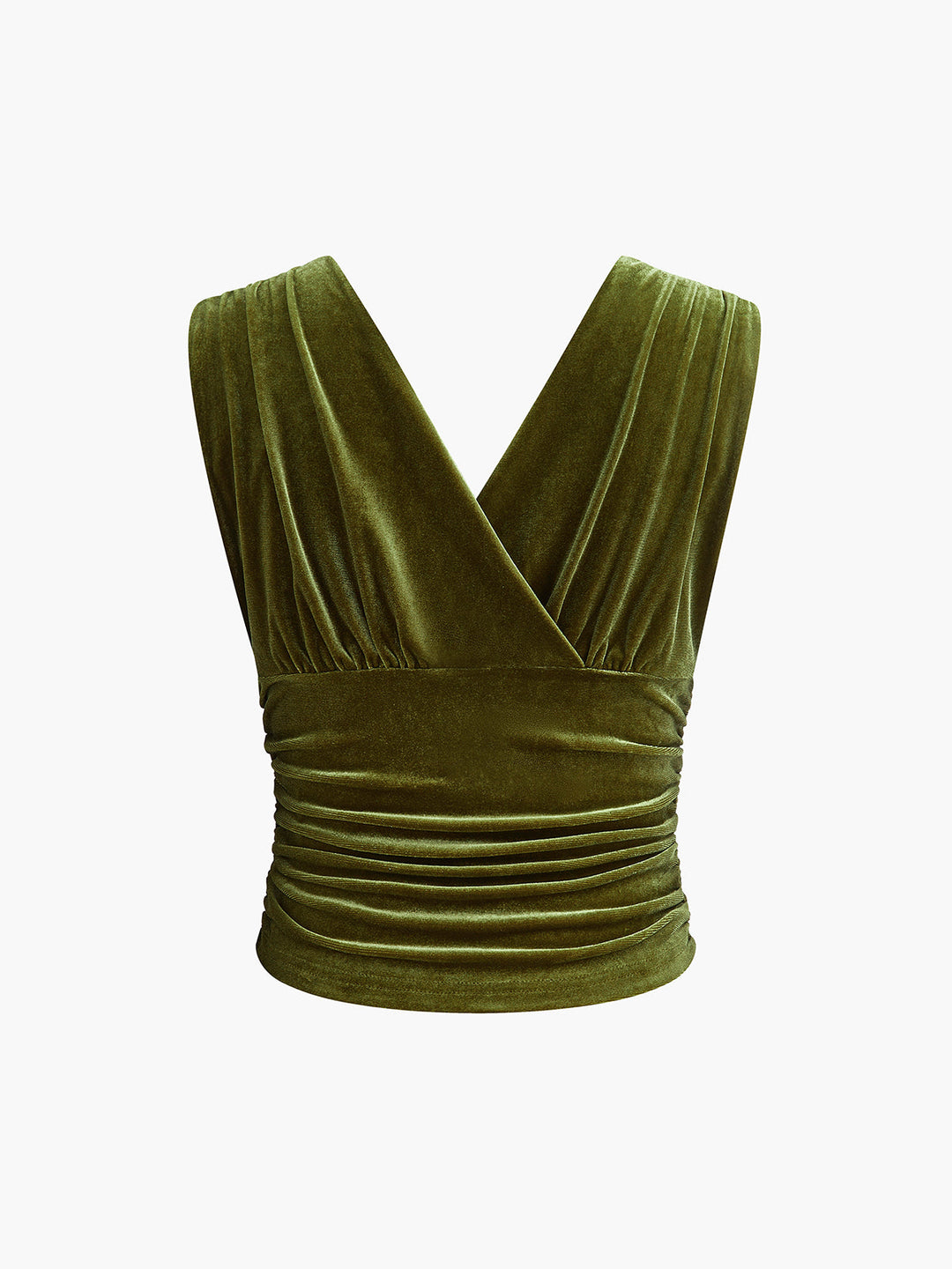 Samt Falten Gerüschte Taille Crop Tank Top