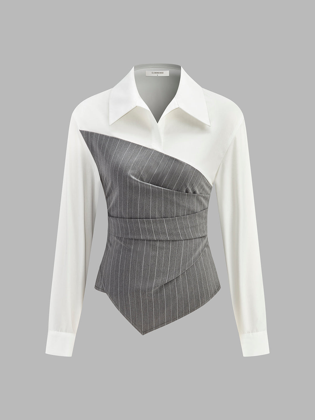 Colorblock Gestreiftes Asymmetrisches Hemd