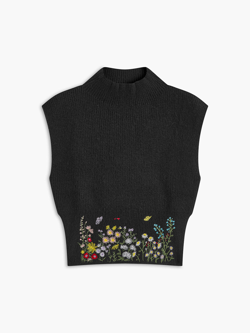 Standkragen Stickerei Blumiger Pullover Weste