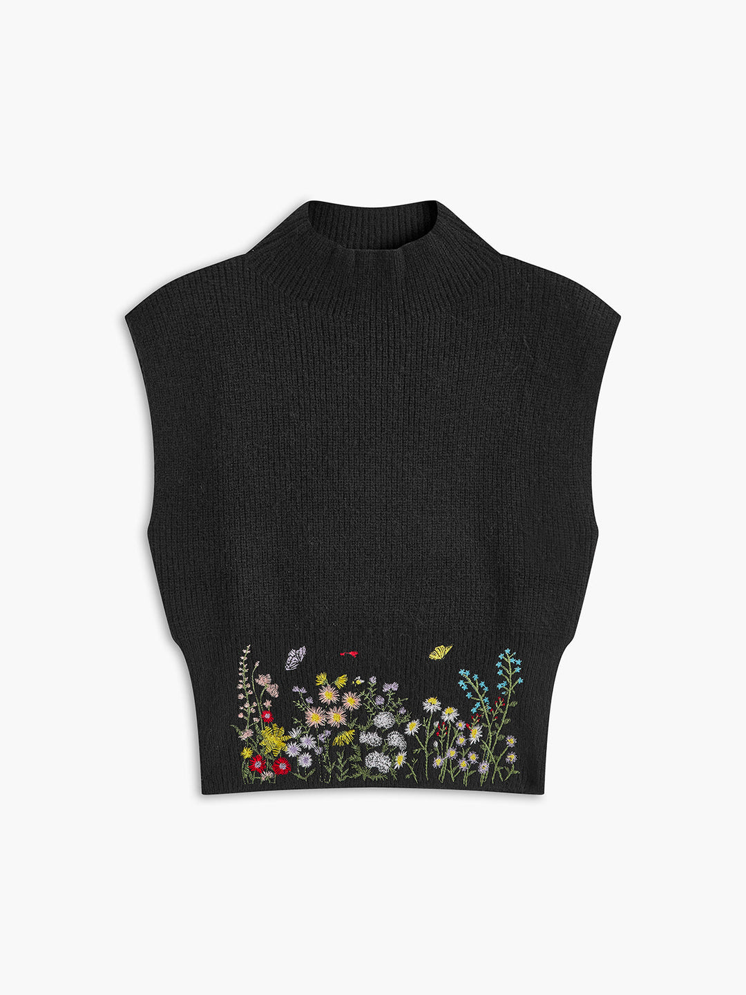 Standkragen Stickerei Blumiger Pullover Weste