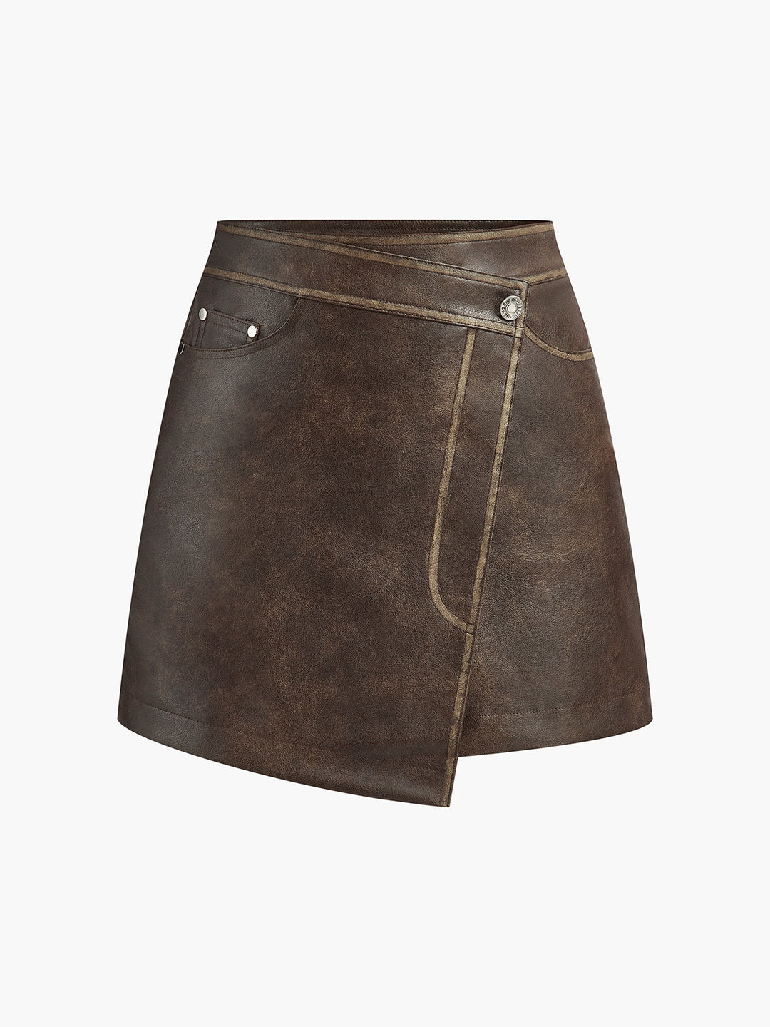 Button Pocket Faux Leather Skirt auf Deutsch