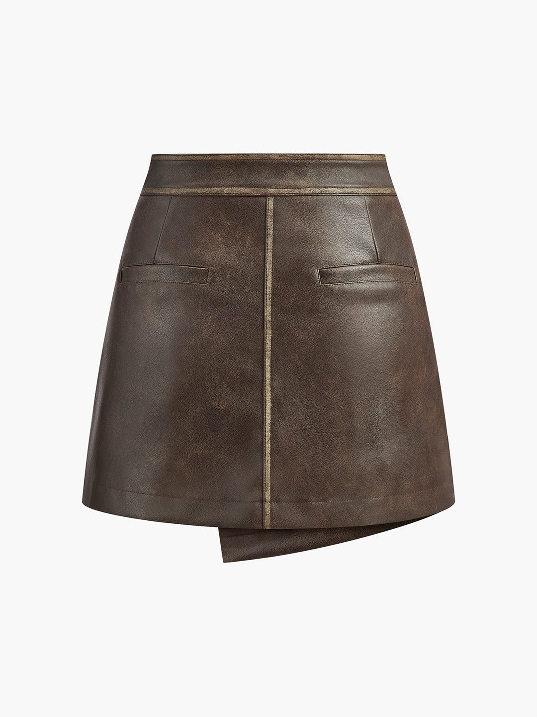 Button Pocket Faux Leather Skirt auf Deutsch