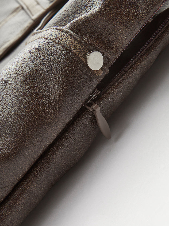 Button Pocket Faux Leather Skirt auf Deutsch